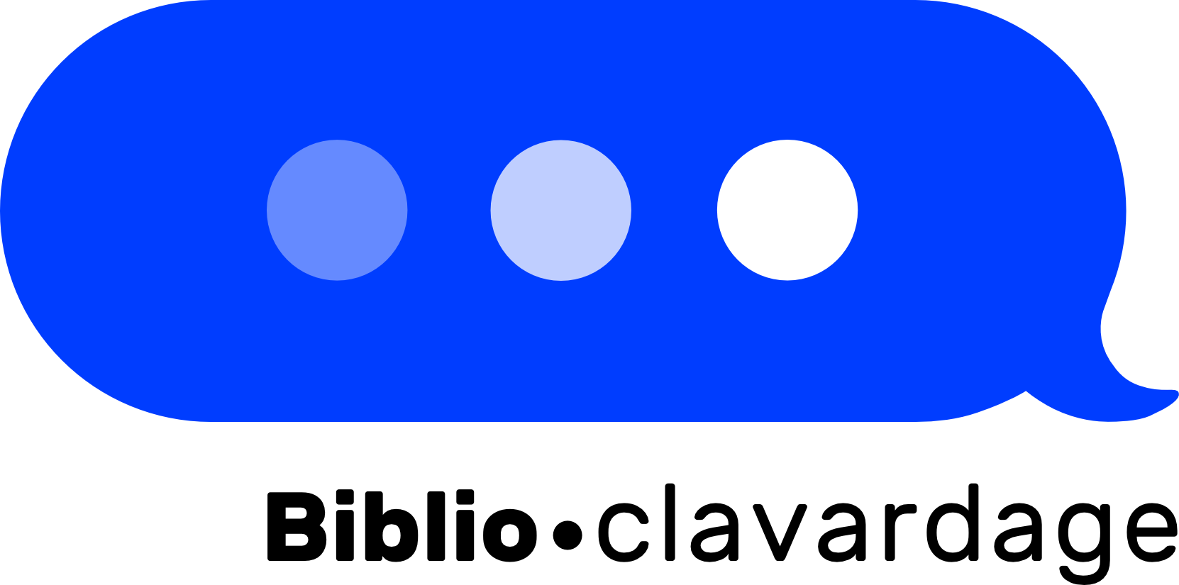 Logo de la Biblio-clavardage. Une bulle de dialogue bleue avec trois points indiquant qu’une personne est en train d’écrire.